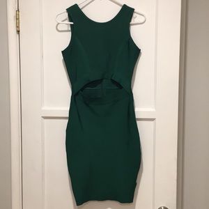 Lulus emerald bodycon dress with slit
